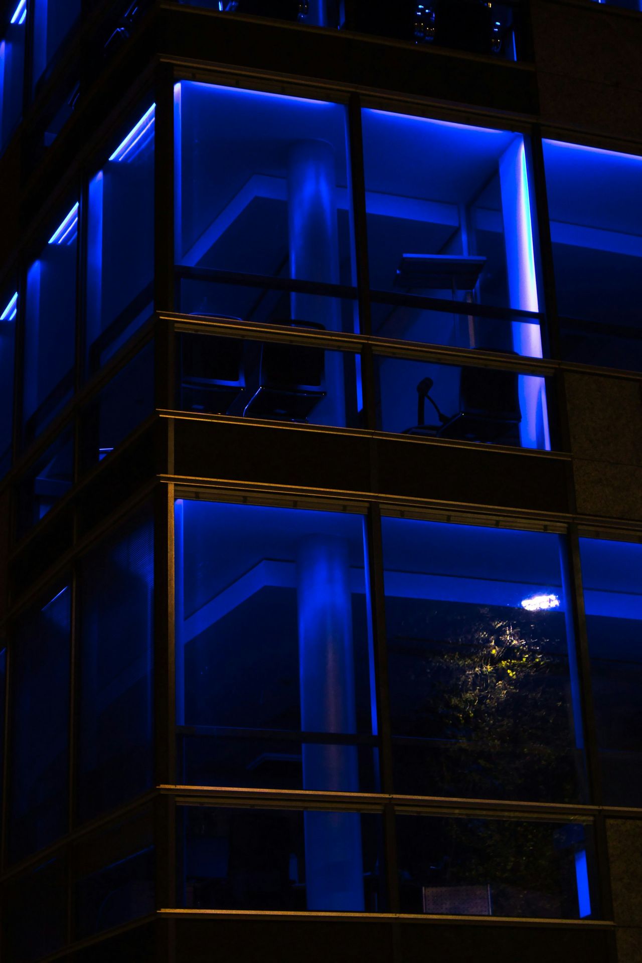 blue and yellow glass window